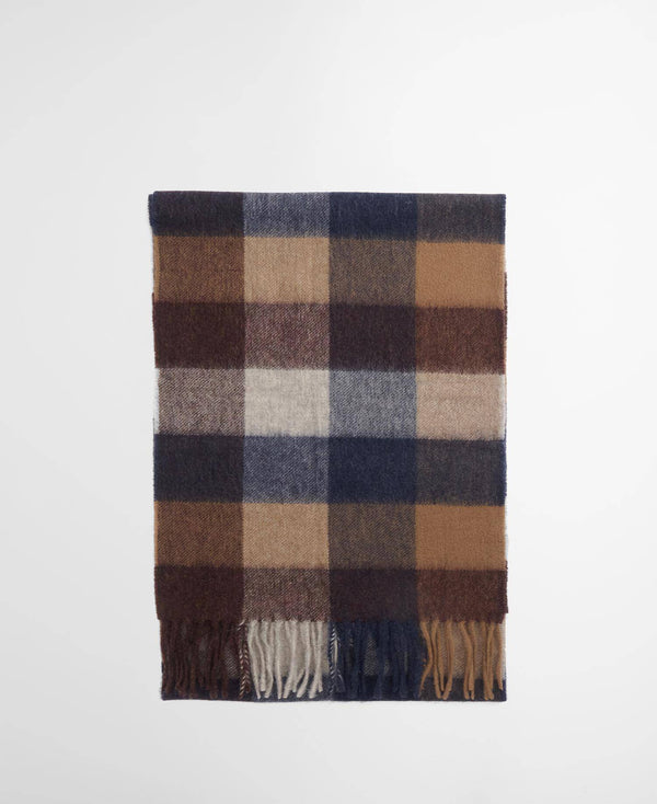 Barbour Lambswool Tattersall Scarf - Midnight Oak