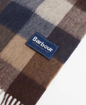 Barbour Lambswool Tattersall Scarf - Midnight Oak