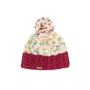 Uneven Wool Bobble Hat - Burnt Red