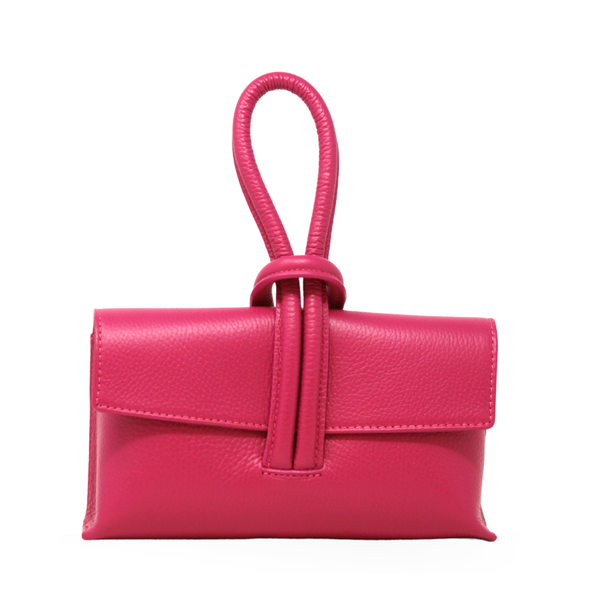 GF0467 GENUINE ITALIAN LEATHER  WRISTLET BAG: SILVER