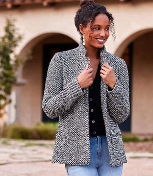 Black With Off White Tweed Blazer