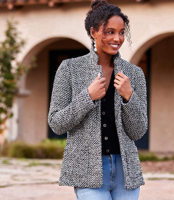 Black With Off White Tweed Blazer