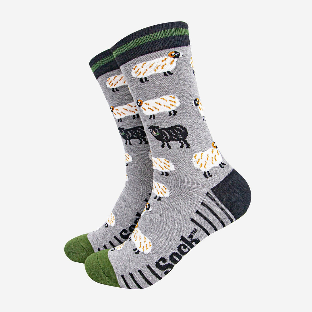 Men's Bamboo Socks - Grey Marl/Green, Black Sheep: UK 7-11 | EU 40.5 -46 | US 8-12