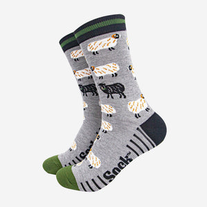 Men's Bamboo Socks - Grey Marl/Green, Black Sheep: UK 7-11 | EU 40.5 -46 | US 8-12