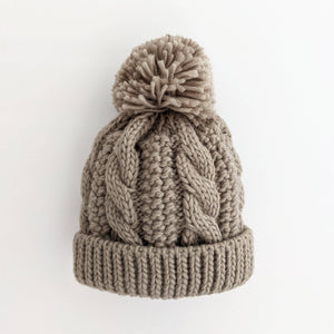 Cable Beanie Hat Baby & Kids - Pebble