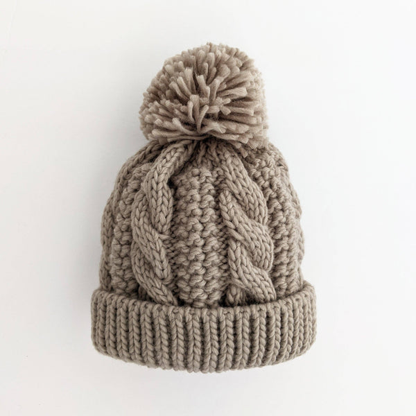 Cable Beanie Hat Baby & Kids - Pebble