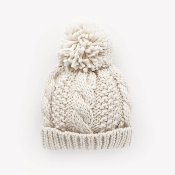 Natural Cable Beanie Baby & Kids: S (0-6 Months)