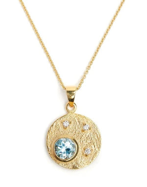Celeste Gold Pendant - Blue Topaz