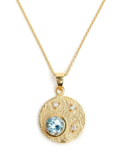 Celeste Gold Pendant - Blue Topaz
