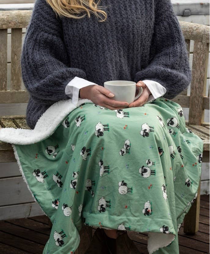 Fluffy Flock Green Lap Blanket - 28" x 39"