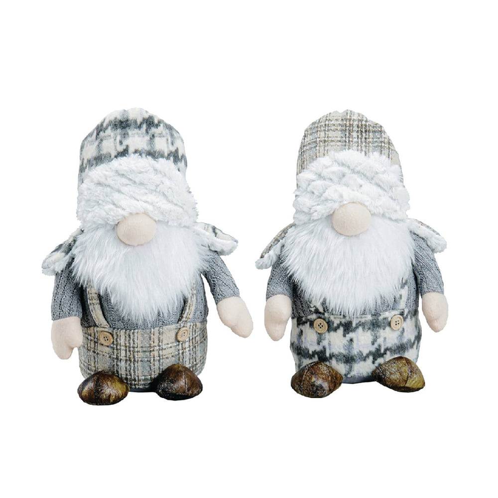 11" Gray Plaid Gnomes, 2 asst.
