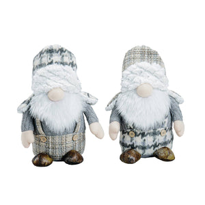 11" Gray Plaid Gnomes, 2 asst.