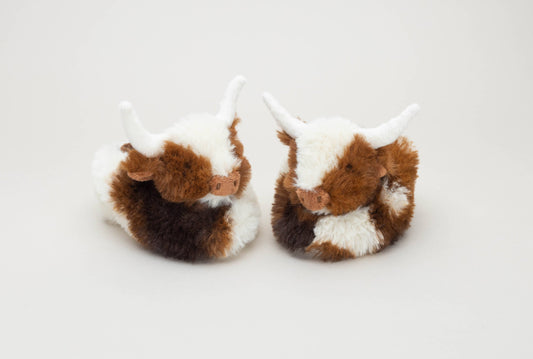 Longhorn Highland Cow Plush Baby Slippers