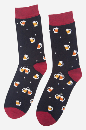 Black Men's Pint of Beer Print Bamboo Socks