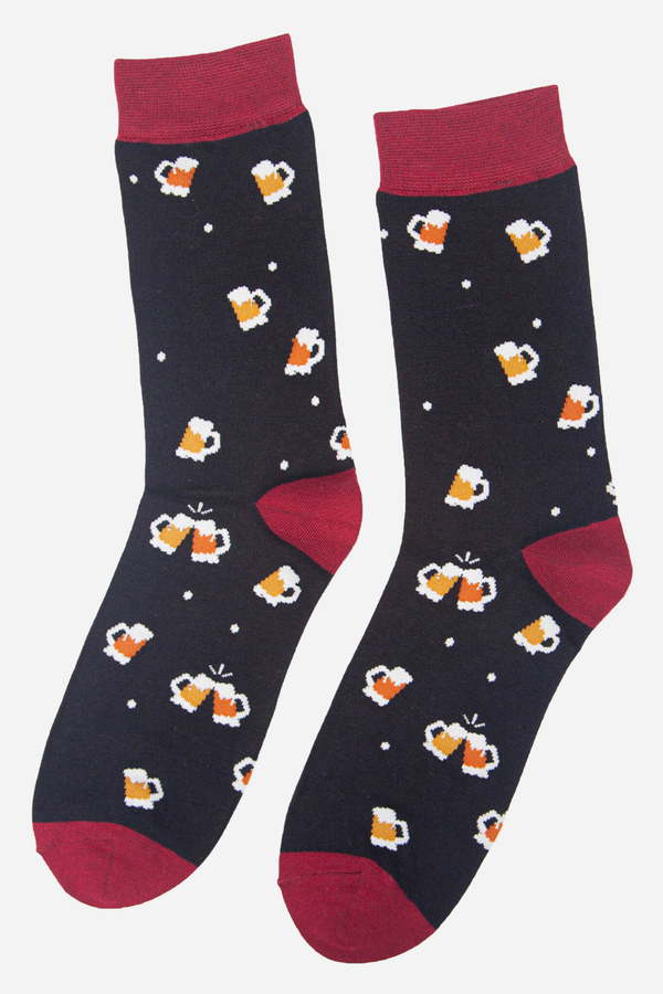 Black Men's Pint of Beer Print Bamboo Socks