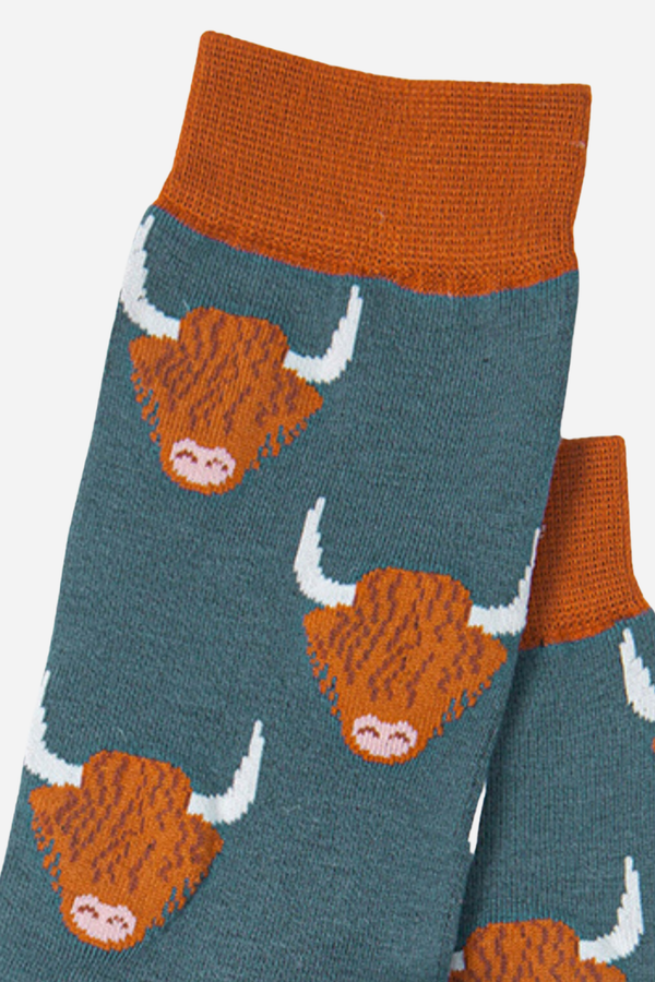 Men's Bamboo Highland Cow Print - Blue