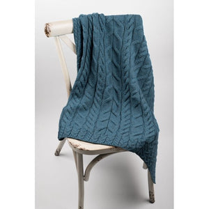 Silver Strand Supersoft Aran Cable Throw - Irish Sea