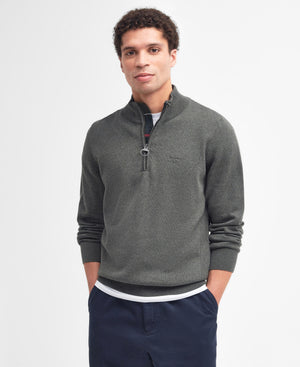 Barbour Cotton Half Zip Sweater - Olive Marl