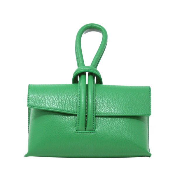 GF0467 GENUINE ITALIAN LEATHER  WRISTLET BAG: SILVER