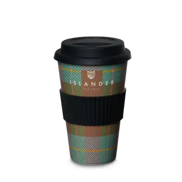 Bamboo Travel Coffee Cup - Chestnut & Blue Tartan