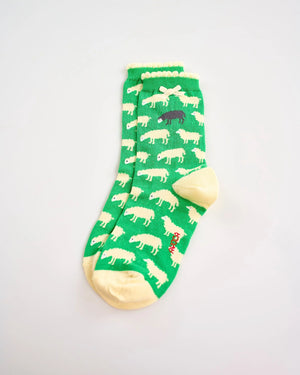 Cotton Socks - Emerald Sheep
