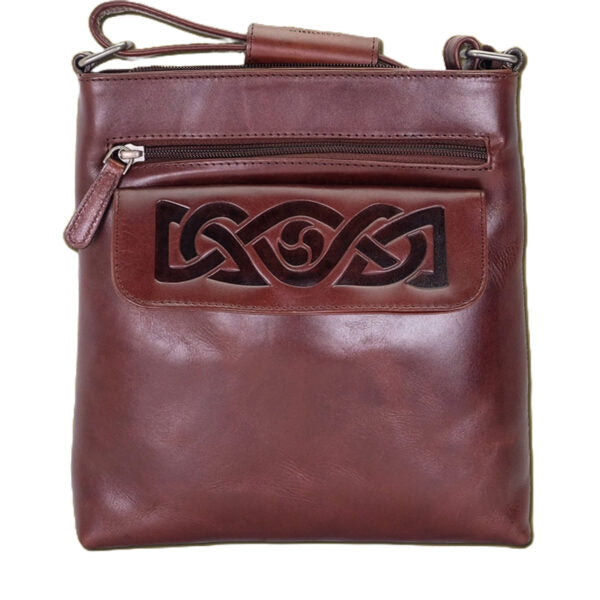 Mary Hand Embossed Leather Bag - Brown