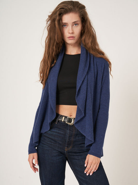 Open Organic Cashmere Cardigan With Shawl Neck