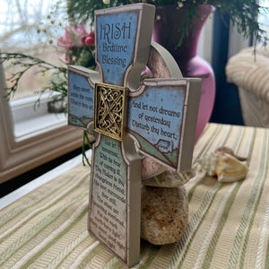 Irish Bedtime Blessing Cross Wall Plaque