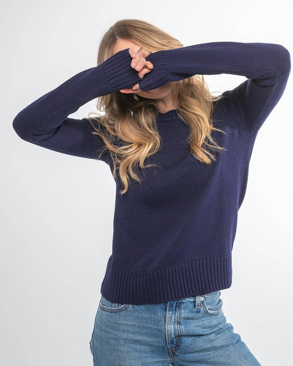 Cotton Silk Crew: Navy