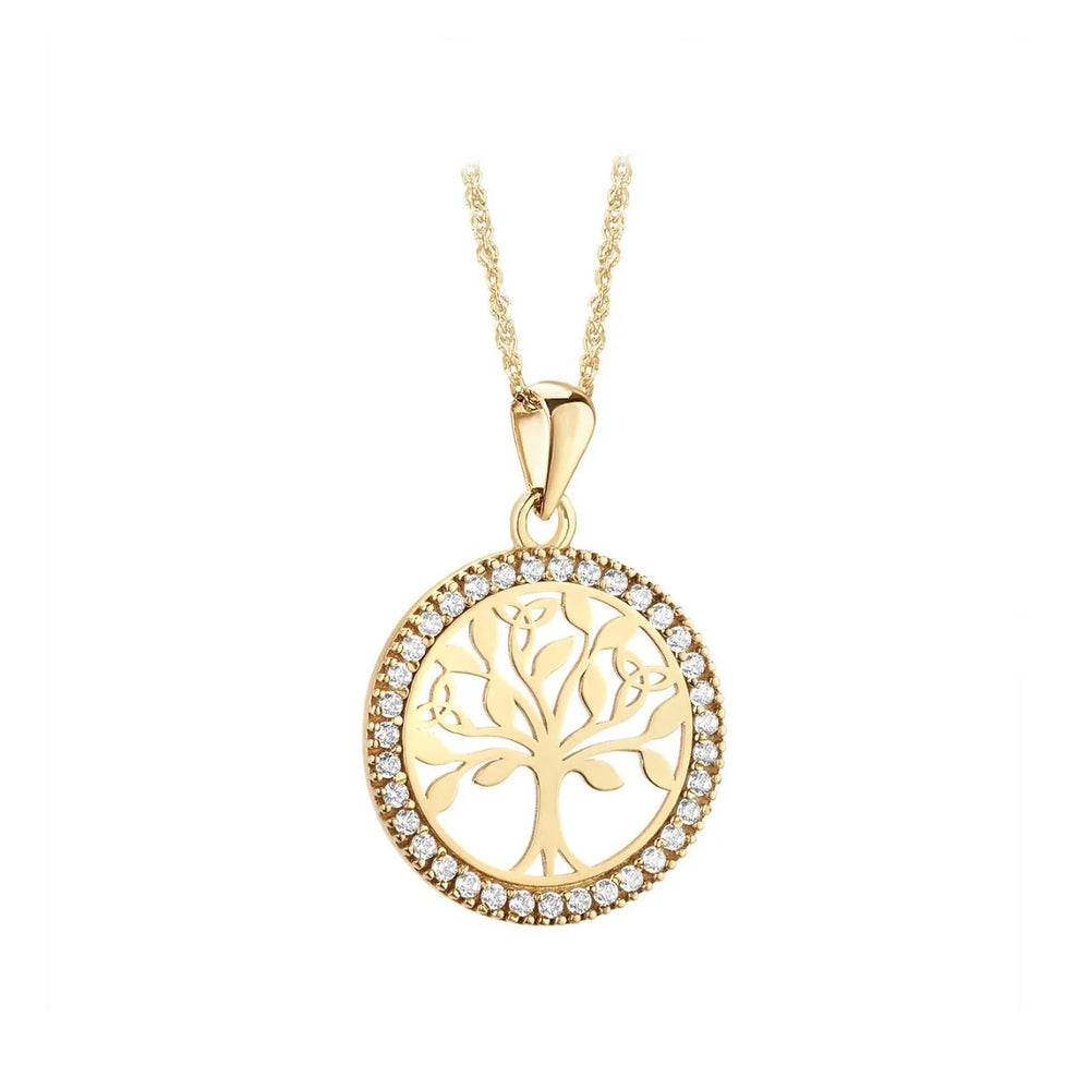 S46894 10K CZ Round Tree of Life Pendant