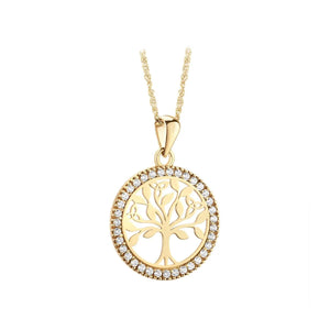S46894 10K CZ Round Tree of Life Pendant