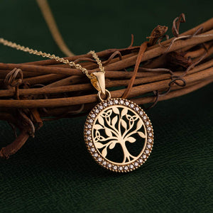 S46894 10K CZ Round Tree of Life Pendant
