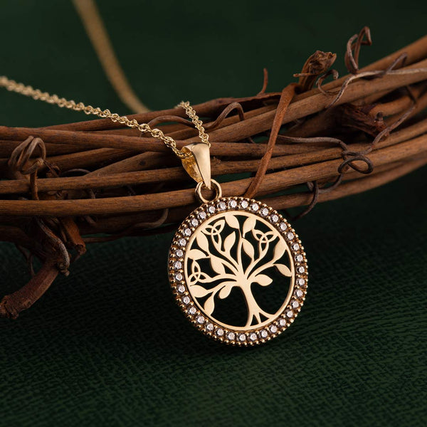 S46894 10K CZ Round Tree of Life Pendant