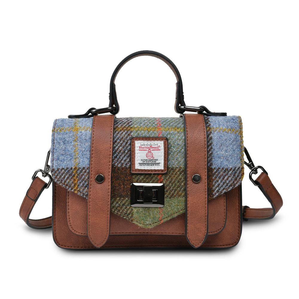 The Mini Satchel - Chestnut & Blue Tartan