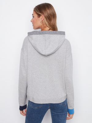 Contrast Detail Hooded Sweater w/ Stitching