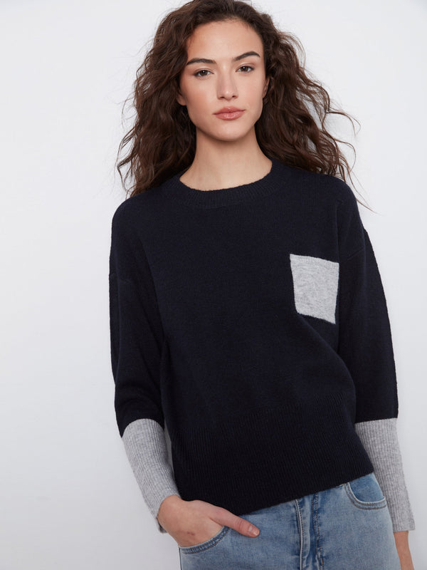 Crew Neck Sweater With Contrast Details