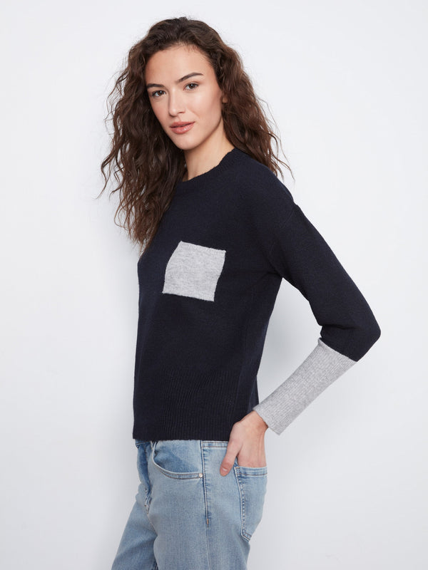 Crew Neck Sweater With Contrast Details