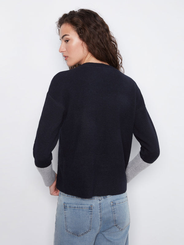 Crew Neck Sweater With Contrast Details