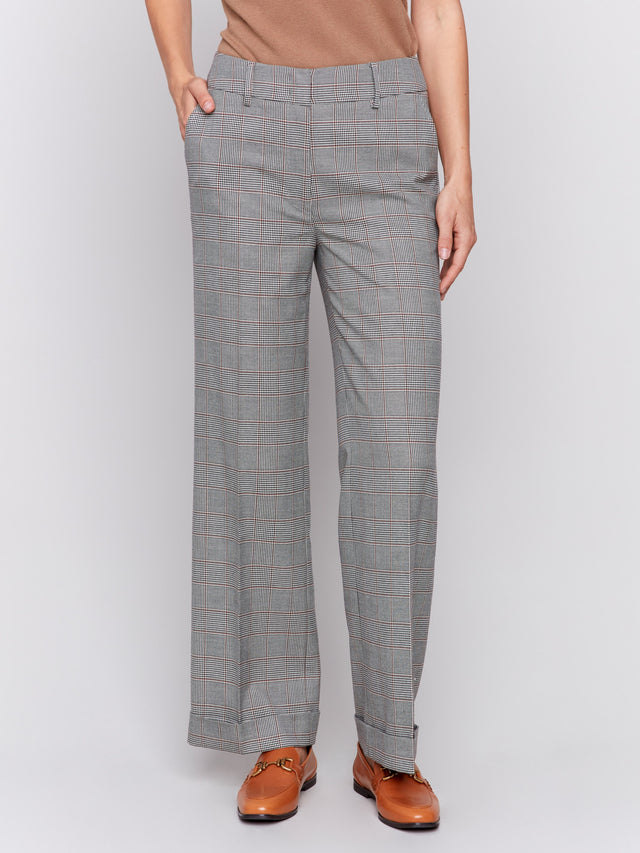 Glen Plaid Flare Pants - Terracotta