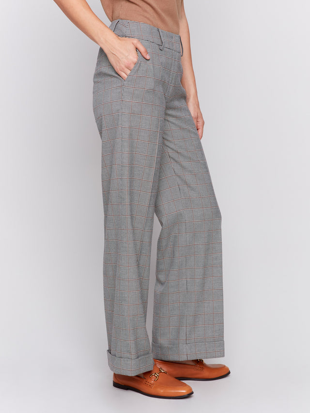 Glen Plaid Flare Pants - Terracotta