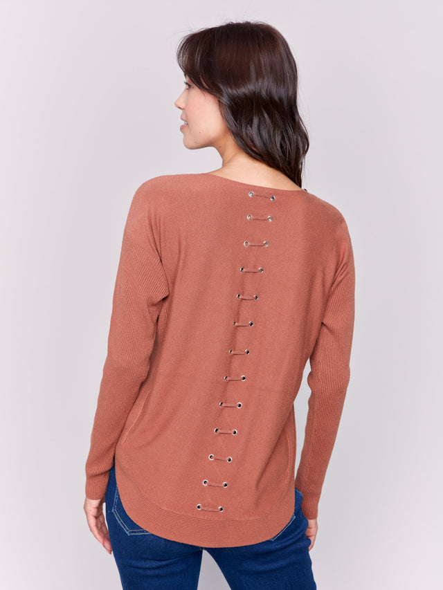 Women's Lace-Up Back Knit Sweater