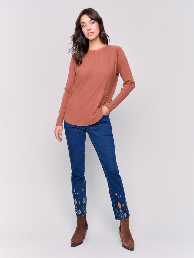 Women's Lace-Up Back Knit Sweater