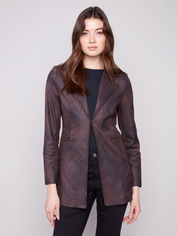 Vintage Texture Faux Suede Long Jacket