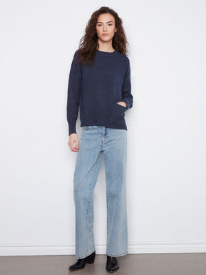 Patch Pocket Crew Neck Sweater