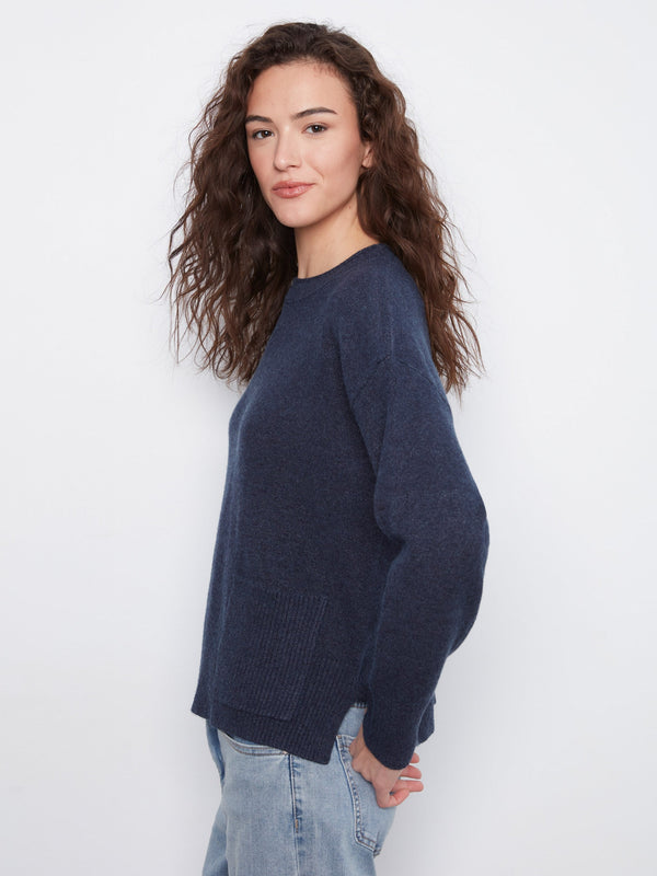 Patch Pocket Crew Neck Sweater