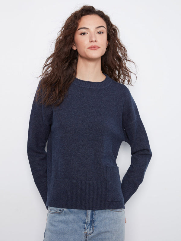 Patch Pocket Crew Neck Sweater
