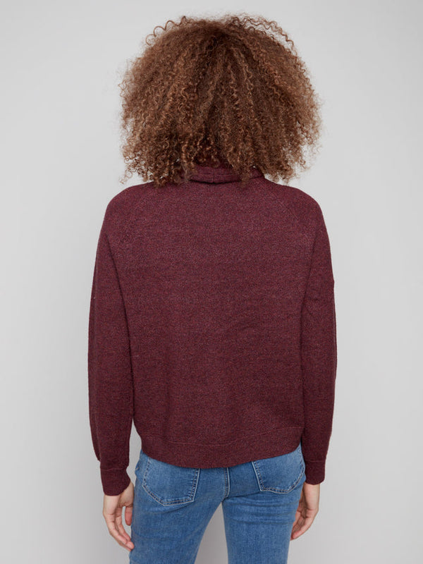 Textured Raglan Cowl Neck Sweater
