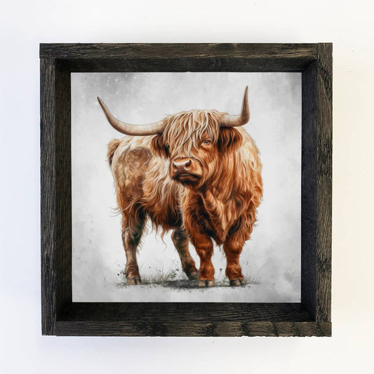 Majestic Highland Cow 6" x 6" Mini Canvas