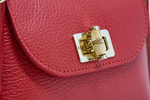 GF1075 GENUINE ITALIAN LEATHER  BAMBOO CLASP, CROSSBODY BAG: LILAC