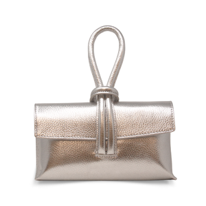GF0467 GENUINE ITALIAN LEATHER  WRISTLET BAG: SILVER